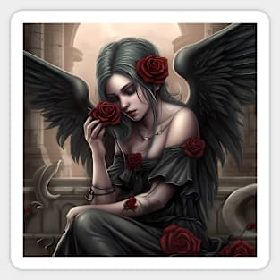 Gothic Rose Angel Sticker